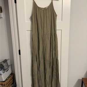 Olive Tiered Maxi Sundress